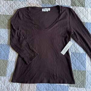 NWT Cyrus Essentials Brown Ribbed Long Sleeve 3/4 Sleeves